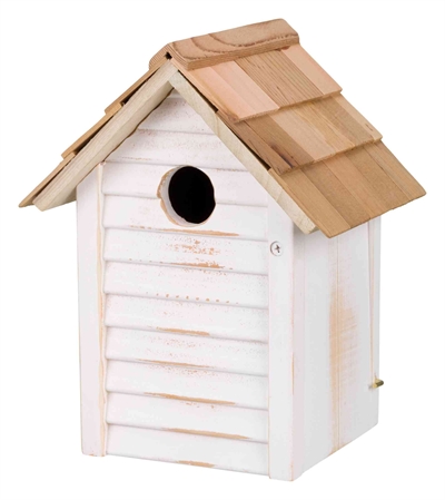 Nestkastje Huisje Hout Wit 18X15X24 Cm Gat 3 Cm