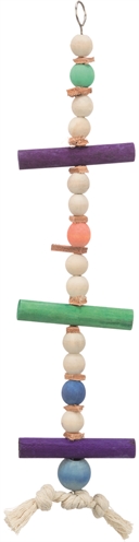 Speelgoed Met Touw & Kralen Hout / Leer Meerkleurig 28 Cm 3 St