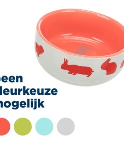 Voerbak Konijnmotief Keramiek Assorti 11 Cm 250 Ml 4 St