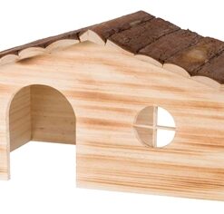 Huis Ragna 2 Uitgangen Konijn Schorshout Gevlamd 43X25X22 Cm