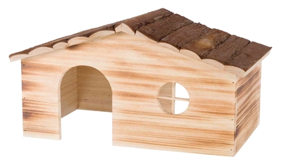 Huis Ragna 2 Uitgangen Konijn Schorshout Gevlamd 43X25X22 Cm
