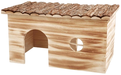 Huis Grete 2 Uitgangen Konijn Schorshout Gevlamd 45X28X24 Cm