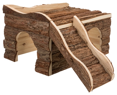 Huis Ineke 2 Uitgangen Konijn Schorshout 50X38X25 Cm