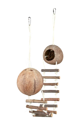 2 Kokosnoothuizen Met Hangbrug Muis 100X13X13 Cm 3 St