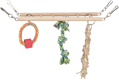 Hangbrug Met Touwladder & Speelgoed Hamster Hout 29X9X25 Cm 3 St
