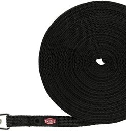 Hondenriem Sleeplijn Met Rubber Bekleed Zwart 10 Mtrx1,5 Cm