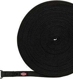 Hondenriem Sleeplijn Met Rubber Bekleed Zwart 15 Mtrx1,5 Cm