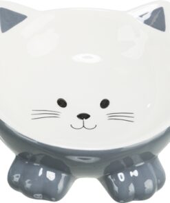 Voerbak / Drinkbak Kattenkop Verhoogd Keramiek Assorti 14 Cm 150 Ml 4St