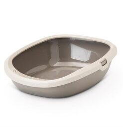 Kattenbak Happy Planet Gizmo Met Rand Mocca / Warmgrijs 44X35,5X12,5 Cm