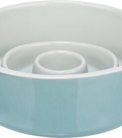 Voerbak Slowfeeding Keramiek Grijs / Blauw 14X14 Cm 450 Ml