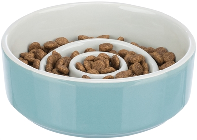 Voerbak Slowfeeding Keramiek Grijs / Blauw 17X17 Cm 900 Ml