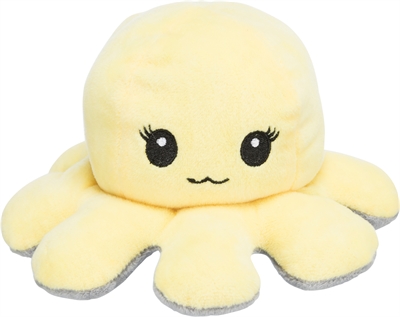 Octopus Omkeerbaar Pluche Grijs / Geel 19 Cm
