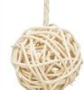 3 Rotan Ballen Met Bel Aan Touw Naturel 24 Cm