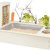 Voederstation Met Voerbak / Waterbak / Hooiruif Hout Naturel 70X47X41 Cm