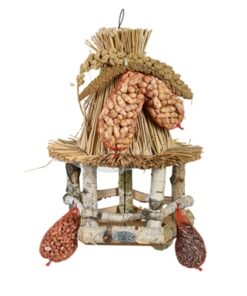 For Birds Voedertafel Hangend Rieten Dak Inclusief Voer 28X28X39 Cm