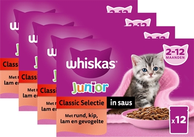 Multipack Pouch Junior Classic Selectie Vlees In Saus 4X12X85 Gr