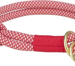 Soft Rope Halsband Hond Half-Slip Rood / Creme 55X1 Cm