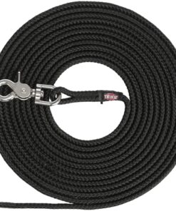 Hondenriem Sleeplijn Trigger Snap Haak Rond Zwart 20 Mtr X 0,6 Cm