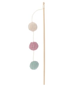 Kattenspeelgoed Kattenhengel Met 3 Balletjes Hout Met Catnip 40 Cm 4 St