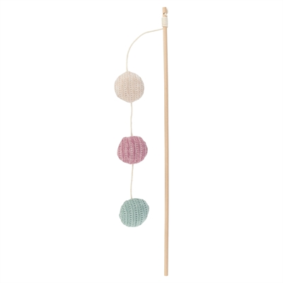 Kattenspeelgoed Kattenhengel Met 3 Balletjes Hout Met Catnip 40 Cm 4 St