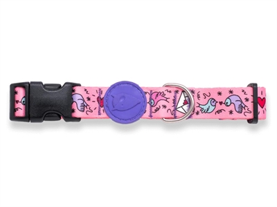 Halsband Hond Gerecycled Sweet Tweet Roze 30-42X1,5 Cm