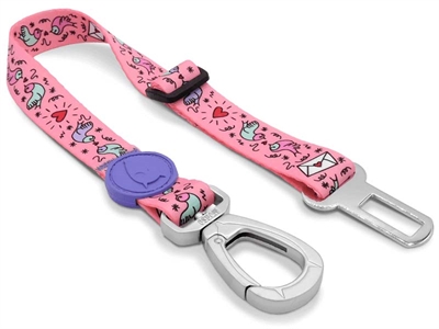Honden Autogordel Gerecycled Sweet Tweet Roze 40-65X2,5 Cm Tot 80 Kg