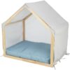 Hondenmand Tent Lias Hout Zand / Blauw 88X61X89 Cm