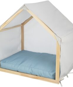 Hondenmand Tent Lias Hout Zand / Blauw 88X61X89 Cm