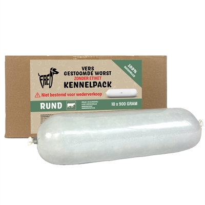 Gestoomd Vers Vlees Worst Kennelpack Rund Tarwe En Glutenvrij 10X900 Gr