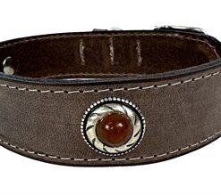 Halsband Hond Boho Treasure Stone Vintage Leer Bruin 42-50X3,5 Cm