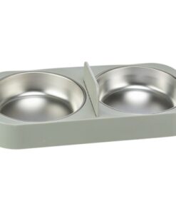 Voerbak / Drinkbak Dubbel Voor #24347 Kunststof / Rvs Wit 32X16X5 Cm 2X500 Ml