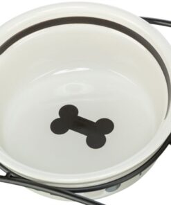 Voerbak Hond Food Keramiek Wit / Zwart 250 Ml 13 Cm