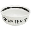 Drinkbak Hond Water Keramiek Wit / Zwart 2,6 Ltr 25 Cm