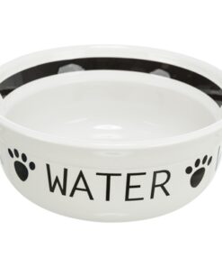 Drinkbak Hond Water Keramiek Wit / Zwart 2,6 Ltr 25 Cm