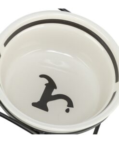 Drinkbak Hond Water Keramiek Wit / Zwart 1,6 Ltr 20 Cm