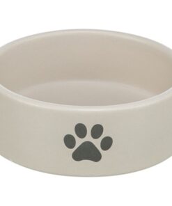 Voerbak / Drinkbak Hond Pootmotief Keramiek Lichtgrijs / Grijs 300 Ml 12 Cm