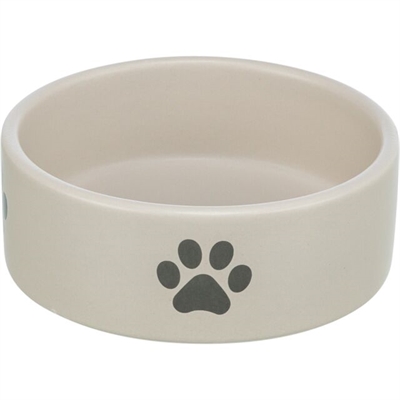 Voerbak / Drinkbak Hond Pootmotief Keramiek Lichtgrijs / Grijs 300 Ml 12 Cm