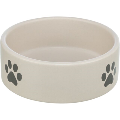Voerbak / Drinkbak Hond Pootmotief Keramiek Lichtgrijs / Grijs 1,4 Ltr 20 Cm