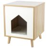 Kattenmand Huis Isa Houtlook Lichtbruin / Wit 40X40X50 Cm