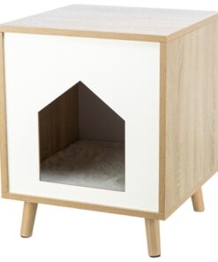 Kattenmand Huis Isa Houtlook Lichtbruin / Wit 40X40X50 Cm