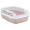 Kattenbak Delio Met Rand Bedrukt Lichtroze / Wit 50X38X20 Cm