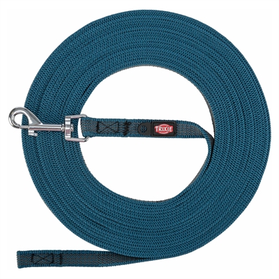 Hondenriem Sleeplijn Met Rubber Bekleed Petrol S/M 15 Mtr X 1,5 Cm