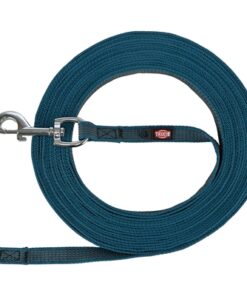 Hondenriem Sleeplijn Met Rubber Anti Slip Petrol Blauw L/Xl 15 Mtr X 1,7 Cm