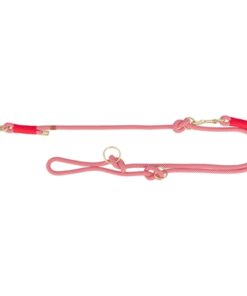 Hondenriem Soft Rope Verstelbaar Rood / Creme 200X1,3 Cm