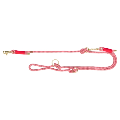 Hondenriem Soft Rope Verstelbaar Rood / Creme 200X1,3 Cm
