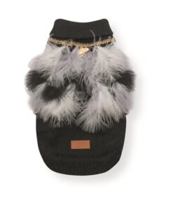 Hondentrui Met Veren Zwart / Wit 30 Cm