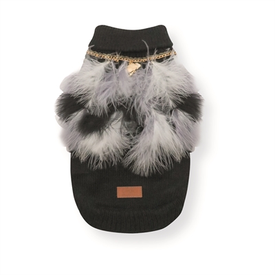 Hondentrui Met Veren Zwart / Wit 30 Cm