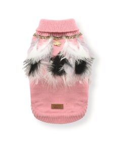 Hondentrui Met Veren Roze / Wit 30 Cm