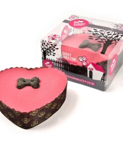Barking Bakery Yoghurt Topped Pawty Cake Roze Hart Met Kaars