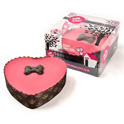 Barking Bakery Yoghurt Topped Pawty Cake Roze Hart Met Kaars